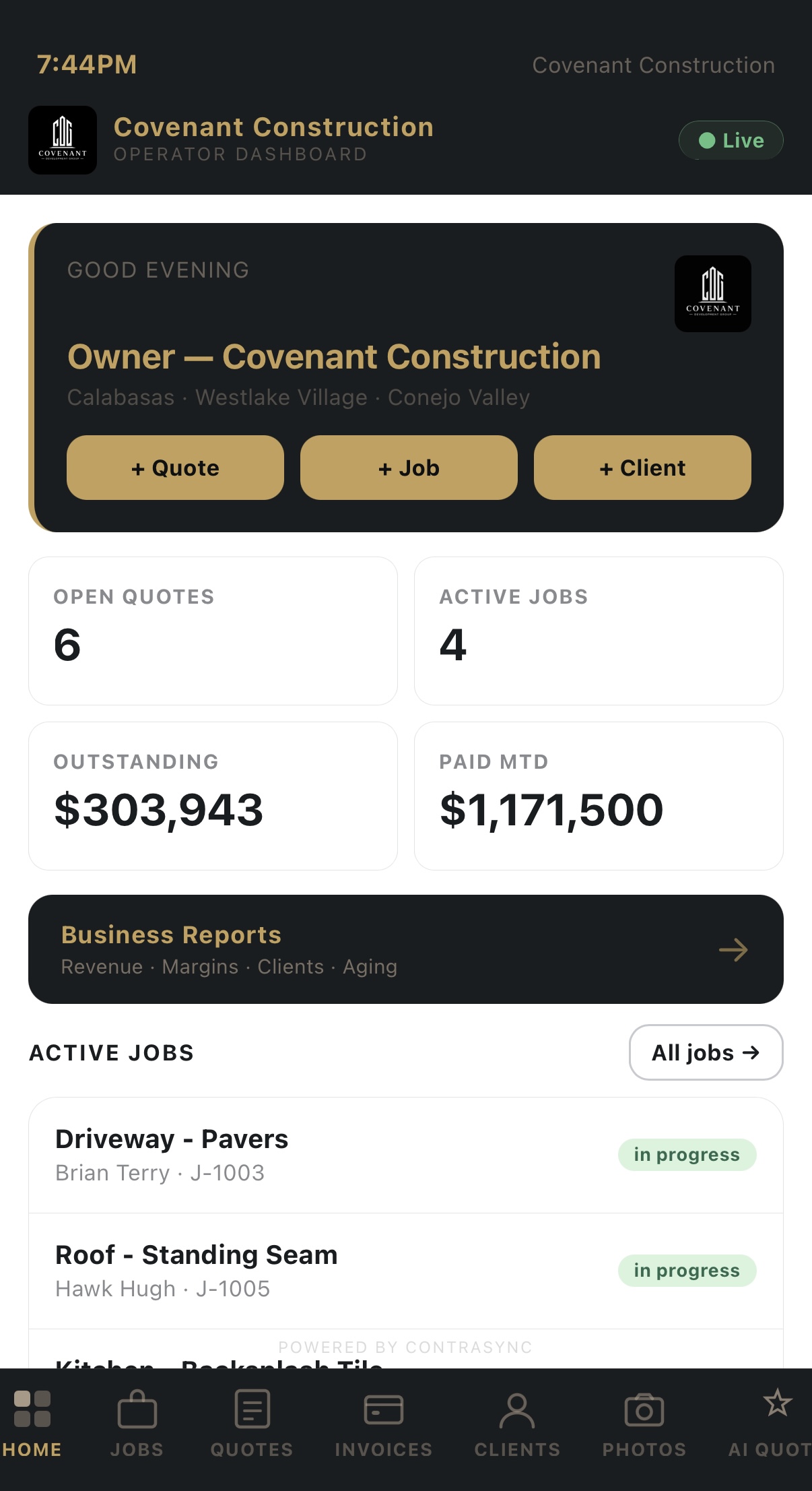 ContraSync operator dashboard